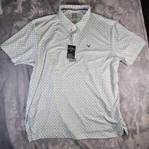 Callaway Opti Dri Golf Polo Shirt XXL White Green Card Suit Pattern NWT